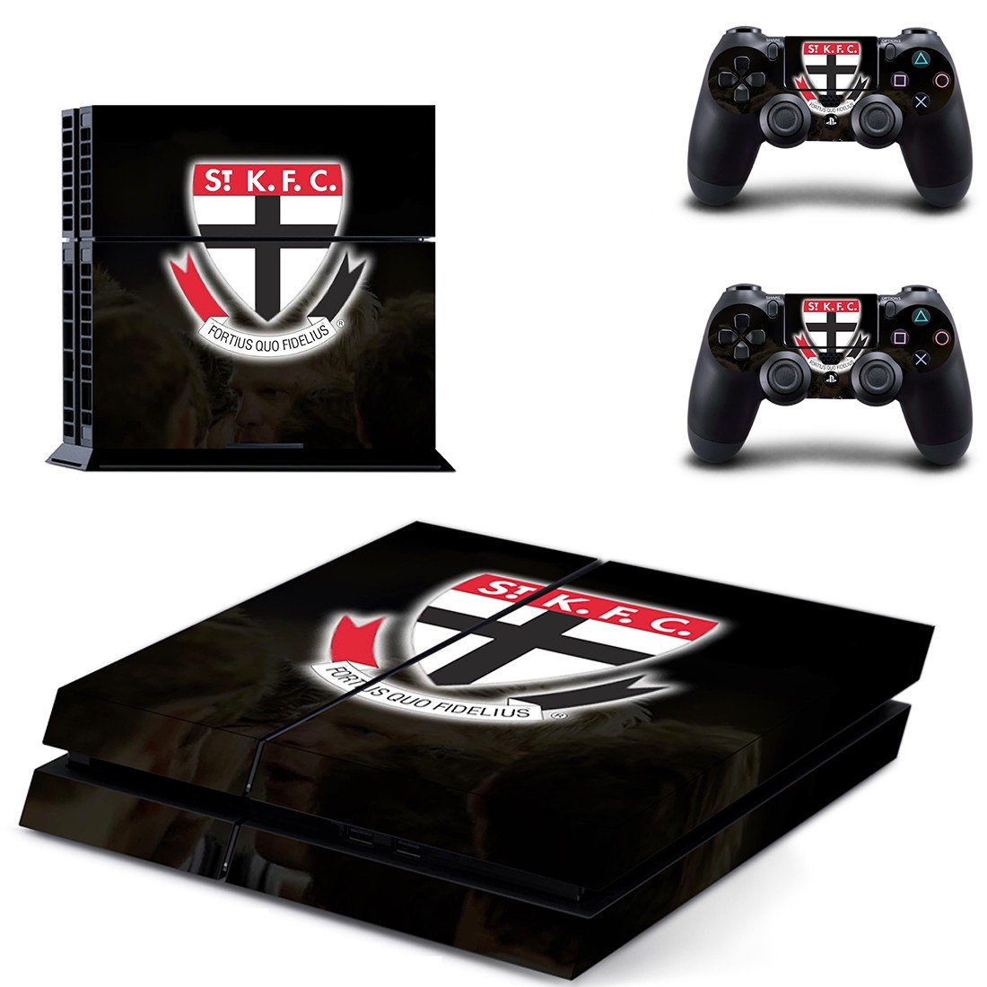 St Kilda Football Club skin decal for PS4 PlayStation 4 console and 2 controllers