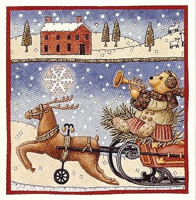 TEDDY BEAR ON A SLEIGH RIDE - 8 Stickers