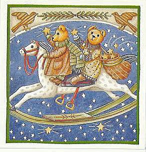 2 TEDDY BEARS & A ROCKING HORSE ARE OFF ON AN ADVENTURE!!! - 8 STICKERS