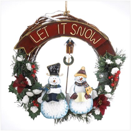 SNOWMAN WOOD/METAL WALL WREATH