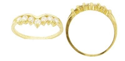 14 K Gold Fancy Created Diamond Wave Ring