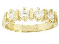 14 K Yellow Gold Created Diamond Channel Ring