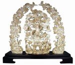 Large Antique Ivory Finish Engraved Dragon Sculpture