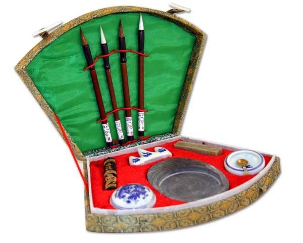 Chinese Calligraphy Brush Pen, Seal & Ink Set