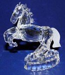 Crystal Glass Art Horse Figurine W. Flashing Light