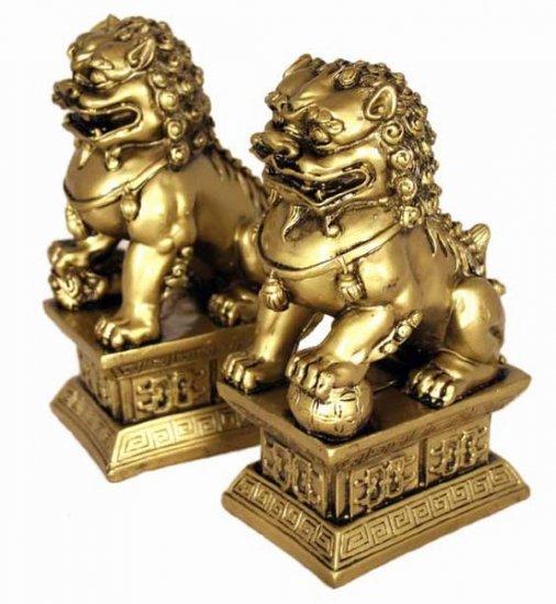 Hong Tze Collection-Brass Color Beijing Foo Dogs LG