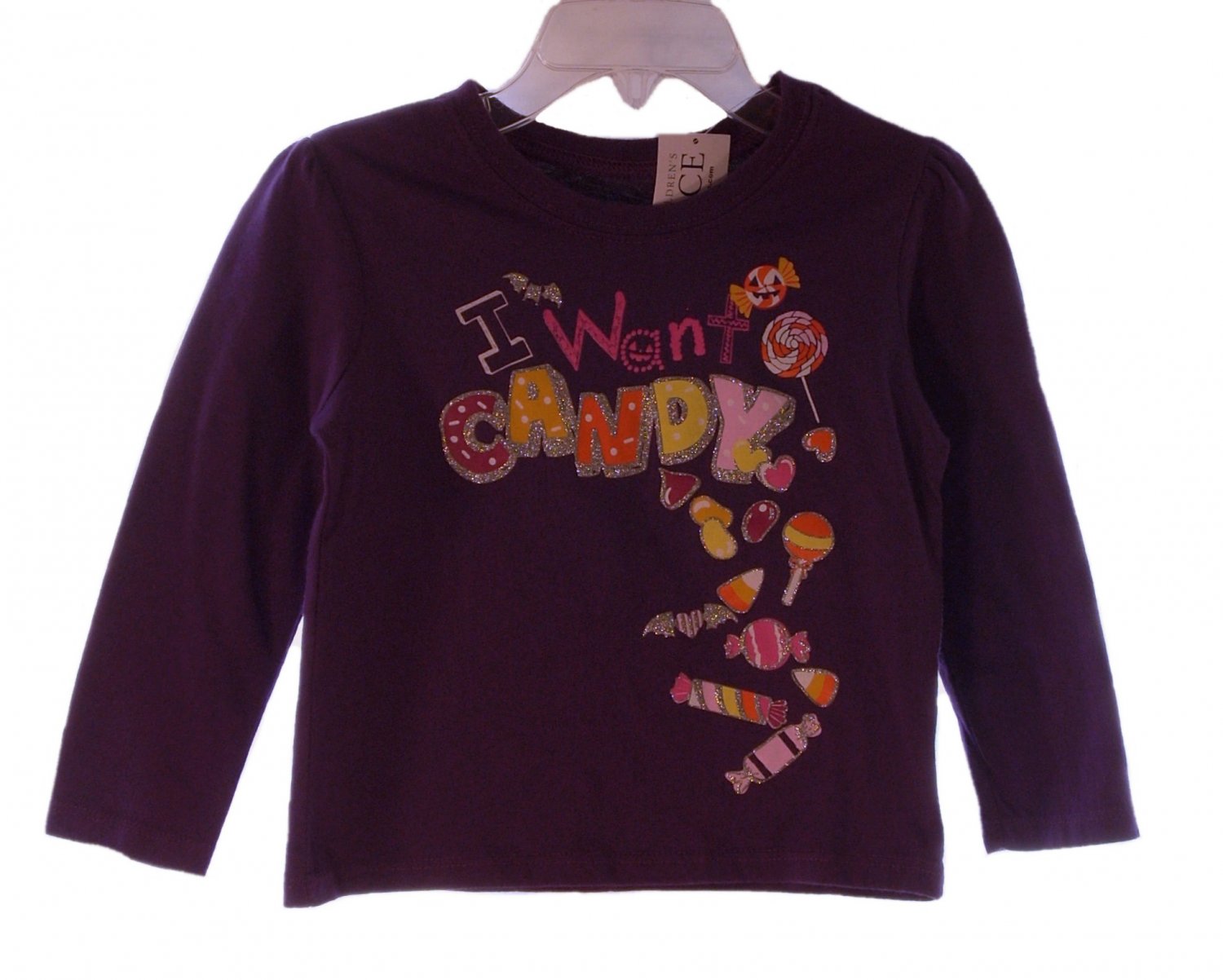 The Children's Place Toddler Girls Purple I Want Candy Long Sleeve T-Shirt 18 - 24 Months
