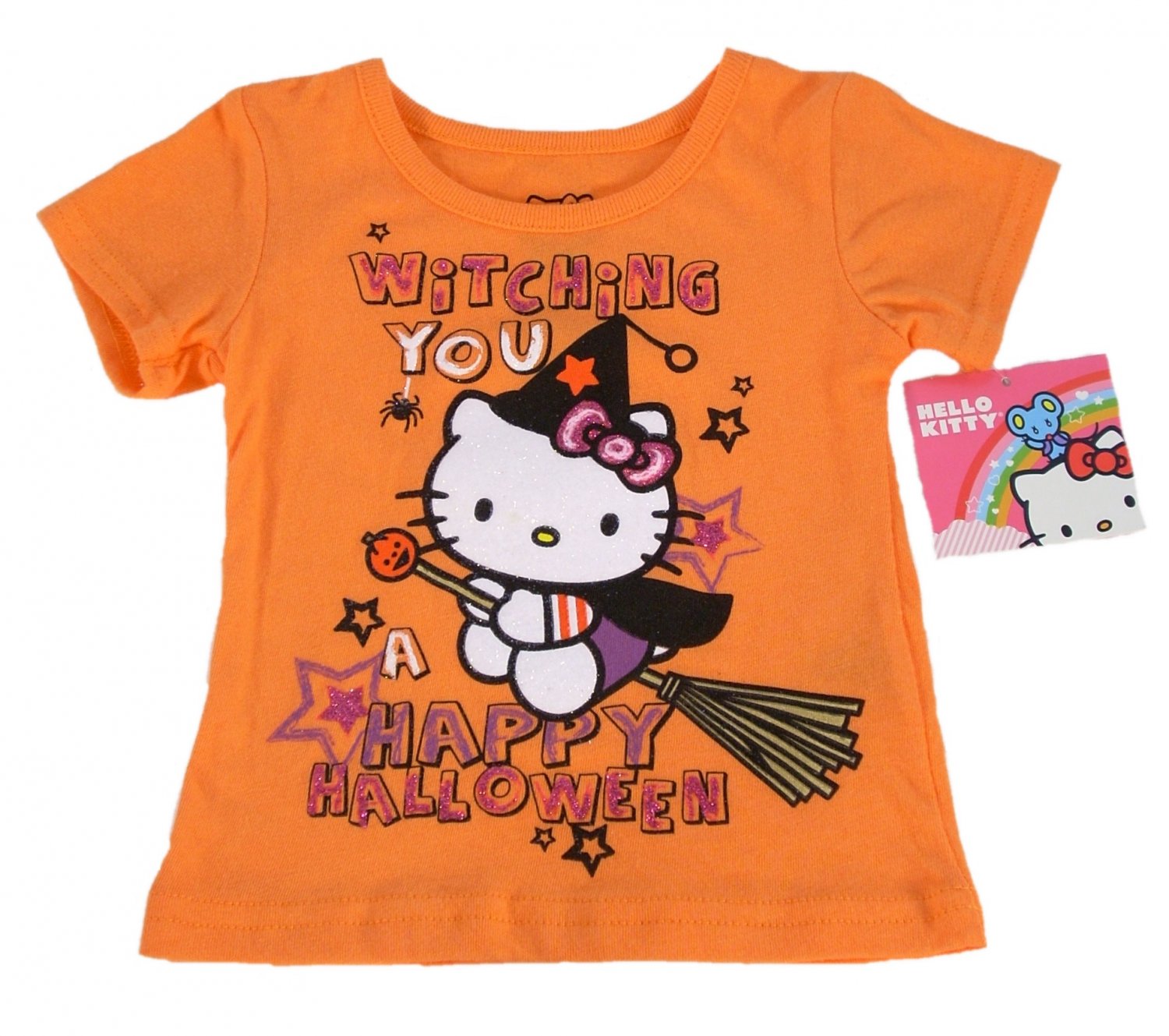Hello Kitty Infant Girls Orange Halloween Short Sleeve T Shirt 12 Months