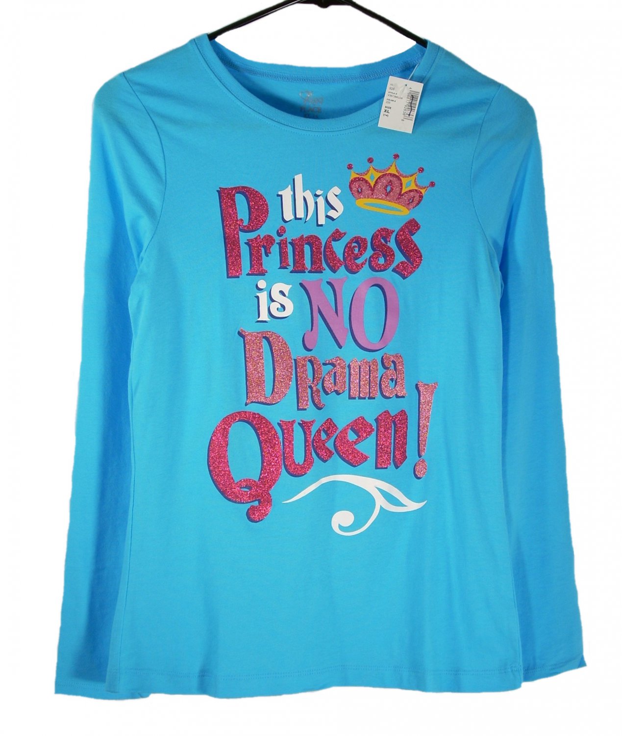 The Children's Place Kid Girls Blue This Princess Is No Drama Queen T-Shirt X-Large