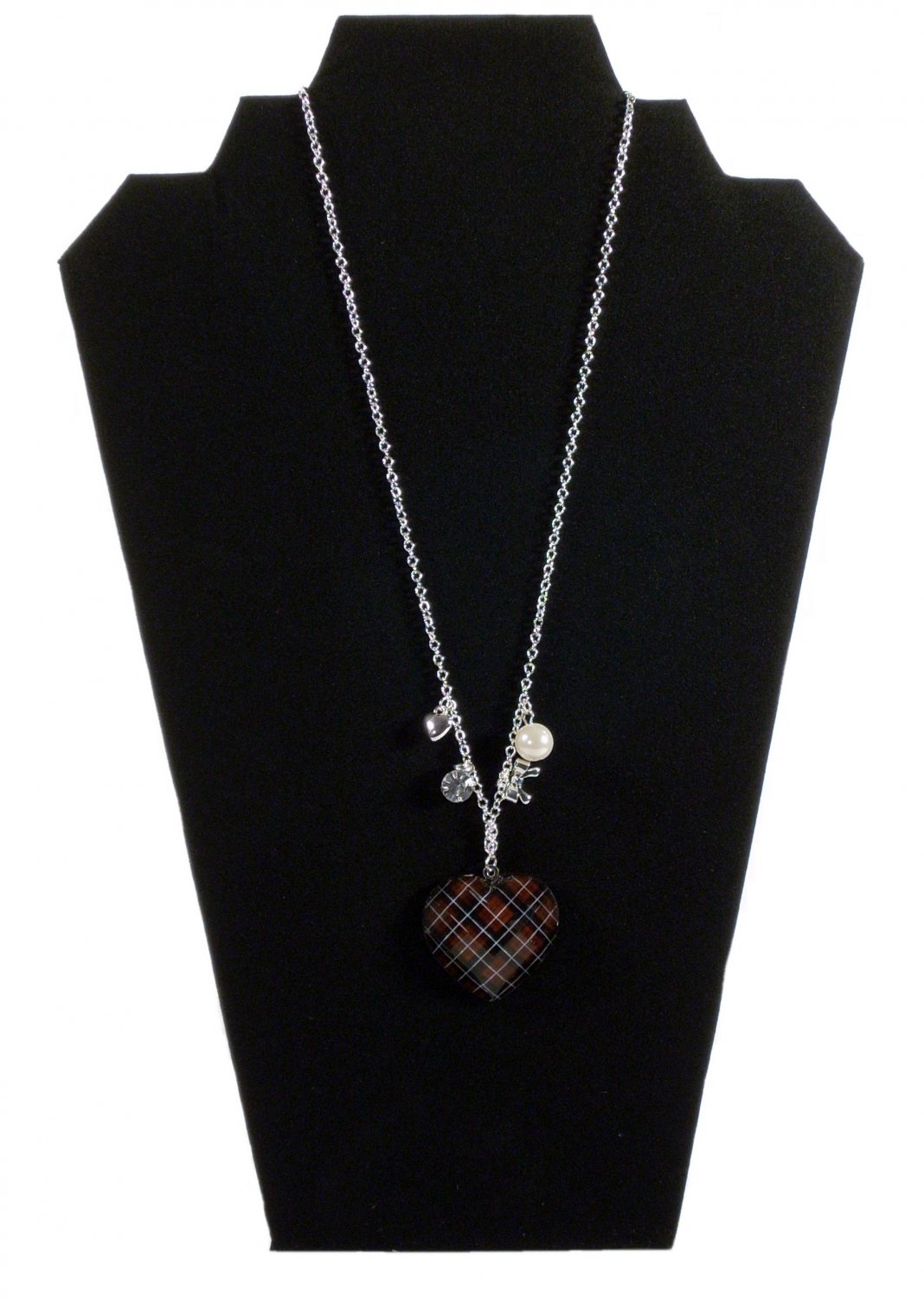 The Children's Place Kids Girls Rich Red Plaid Heart Necklace