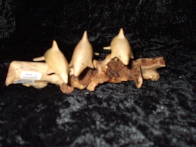 3 Dalphins on base - Satinwood