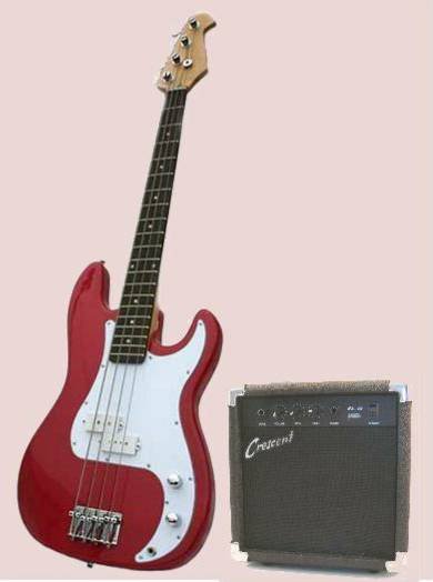 Bass Guitar Combo/Starter Kit Includes 10 Watt Amplifier, Red
