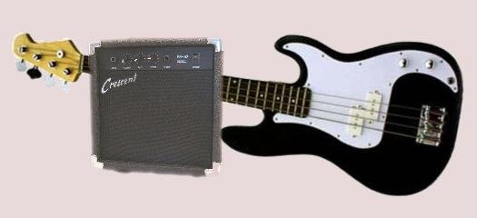 Bass Guitar Combo/Starter Kit Includes 10 Watt Amplifier, Black