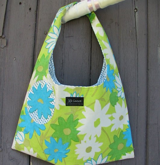 The Ashleigh Bag HandCrafted with Vintage Floral Fabric Retro Colors by JoJo Couture