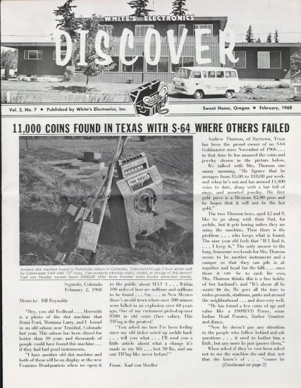 Discover Newsletter- White's Electronics Feb 1968