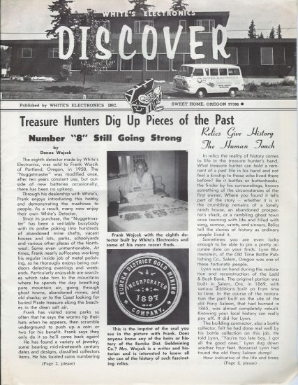 Discover Newsletter- White's Electronics August 1970