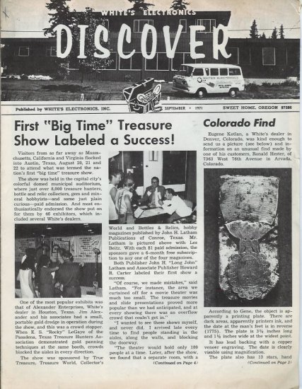 Discover Newsletter- White's Electronics September 1971
