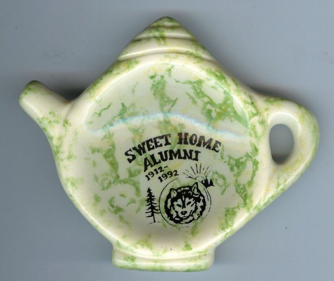 Sweet Home Alumni 1912-1992 Reunion Tea bag Holder Spongeware Grey Goose