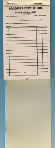 Braden's Dept. Store reciept Book