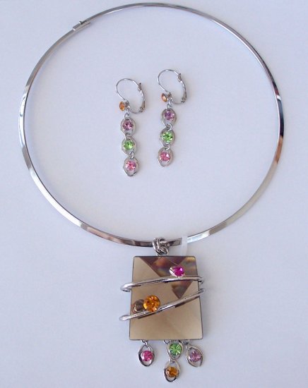 SWAROVSKI CRYSTAL CHOKER & EARRING SET BY SCHANDRA JEWELRY