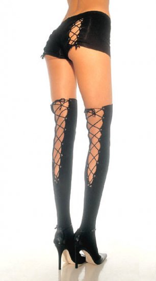 Lycra Thigh Highs with Lace Up Back