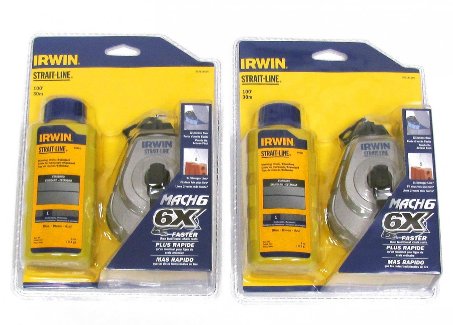 Irwin Mach 6 6X Chalk Reel and Blue Chalk New 2-Pack