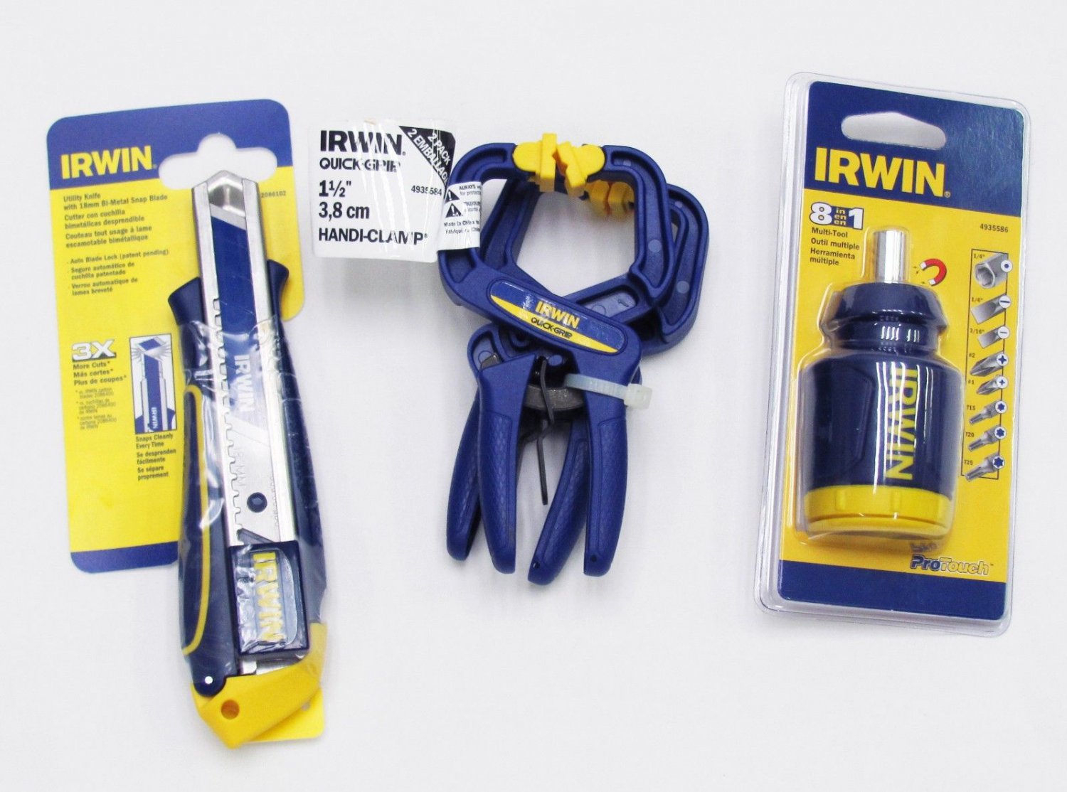 Irwin Hand Tool Gift Pack 4-piece Set Utility Knife Quick Clamps 8-in-1 Multi-Tool