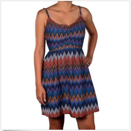 Roxy Juniors XS Shorebreak Dress Navy Blue Chevron Print Dress Extra Small