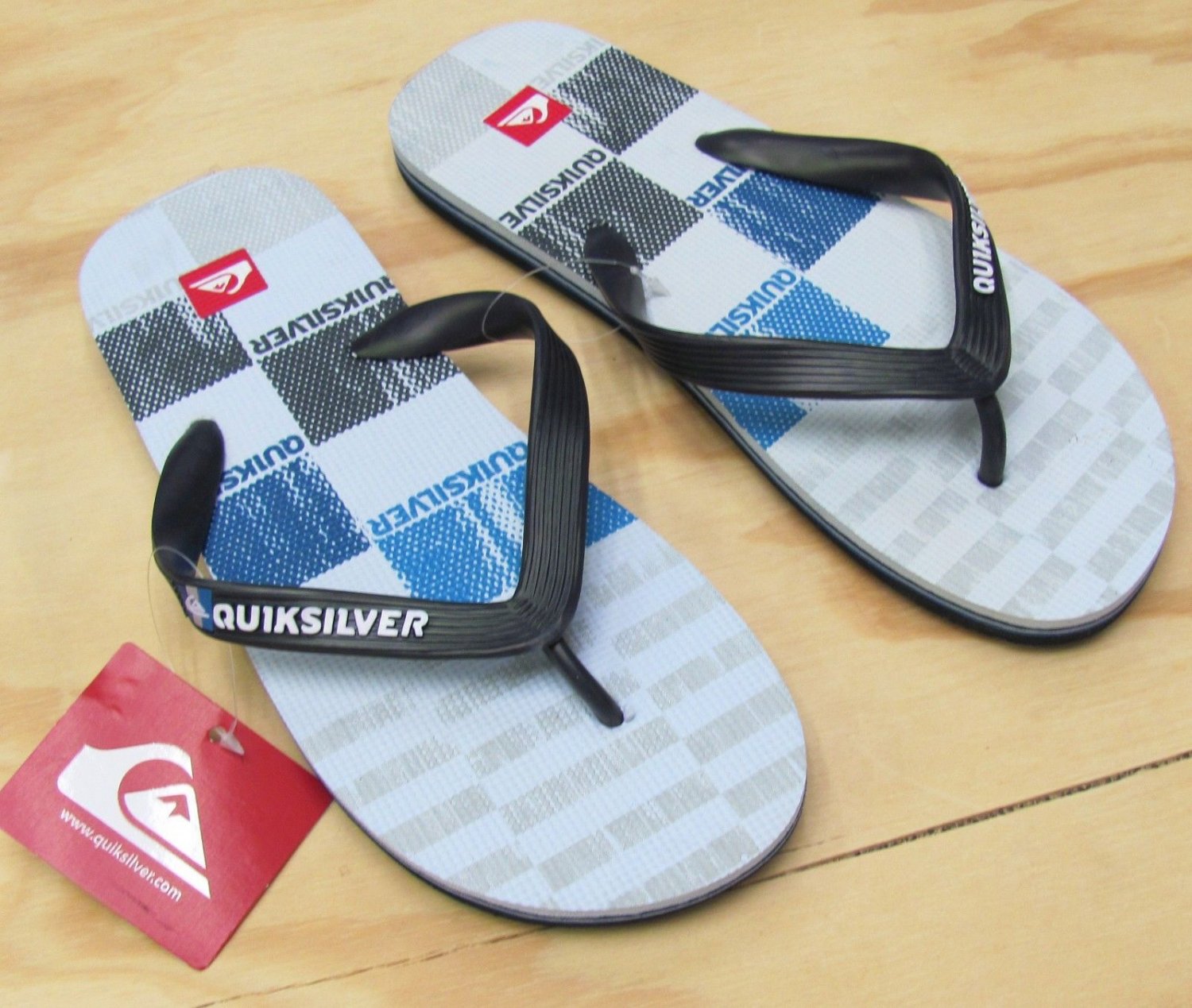 Quiksilver Flip Flops Mens size 12 Molokai Art Series Sandals Black Gray Men's
