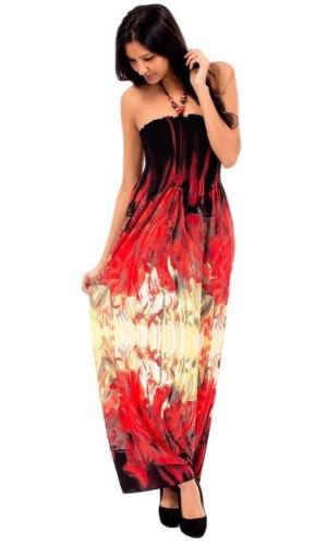 Cristina Love Juniors M Black and Red Smocked Long Maxi Dress with Halter Strap
