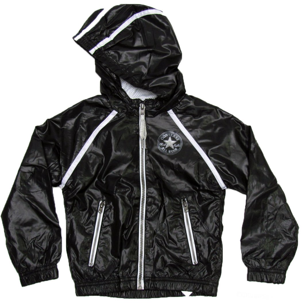 Converse Girls Size 4 Black Windbreaker Jacket