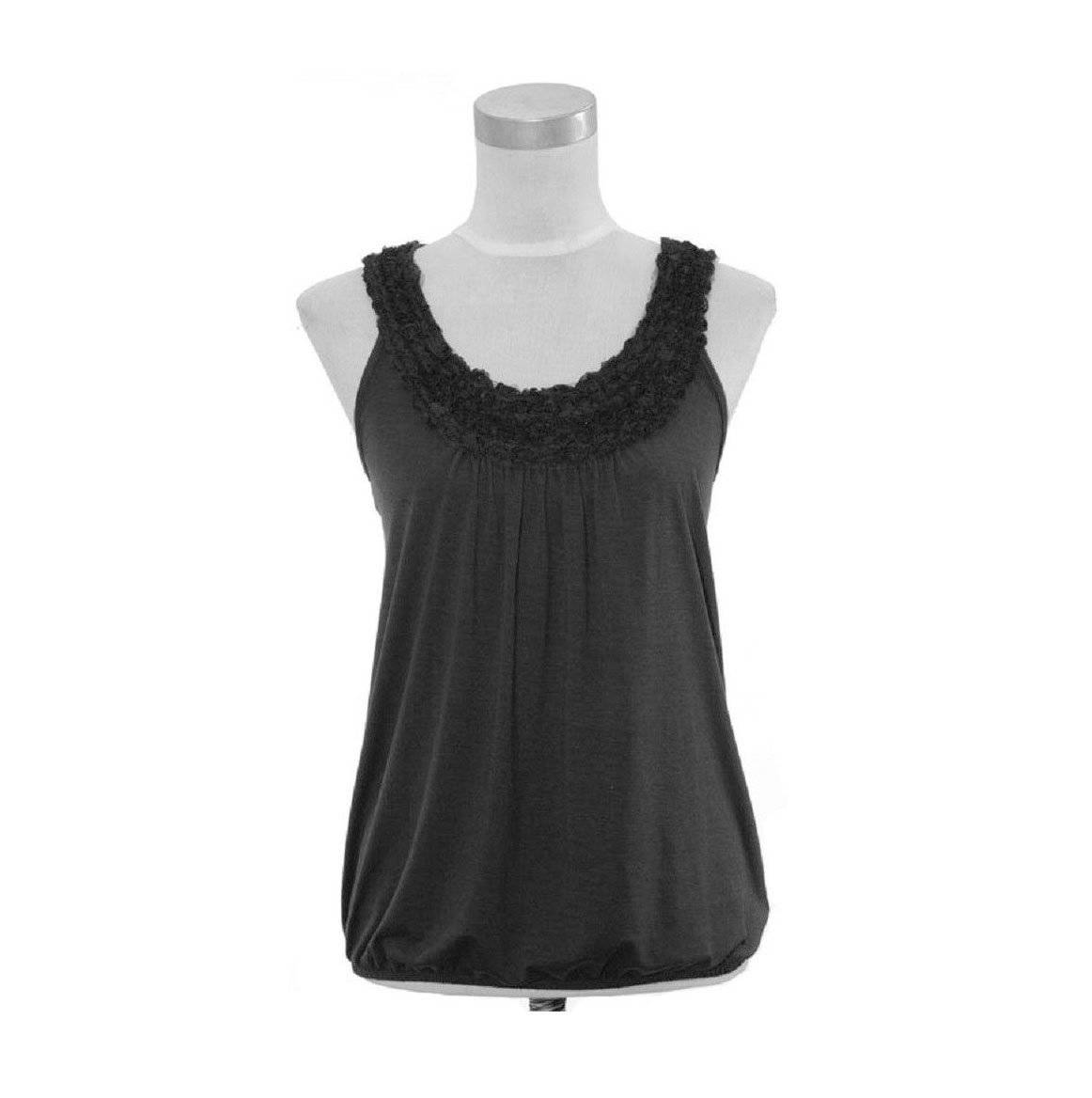 jon & anna Tank Top M Black Rosette Bib Sleeveless Shirt Juniors Medium New 3313