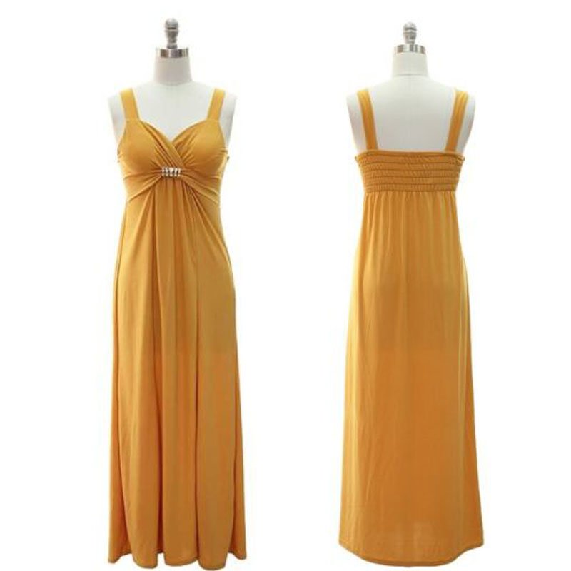 jon & anna Long Maxi Dress L Gold Yellow Sweetheart Neckline Sleeveless Womens 8808