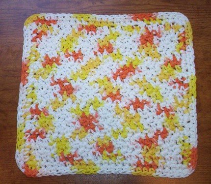 100% Cotton Crochet Dishcloth Creamsicle