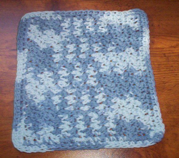 100% Cotton Crochet Dishcloth Faded Denim