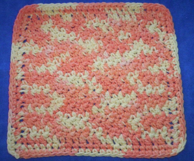 100% Cotton Crochet Dishcloth Orange Sherbet