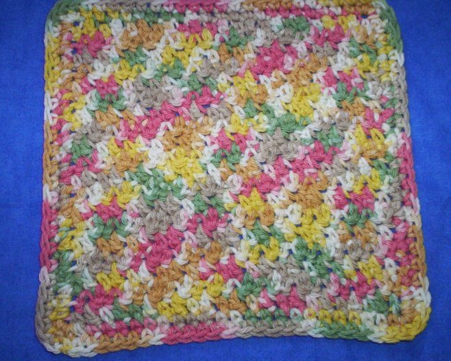 100% Cotton Crochet Dishcloth Peppercorn