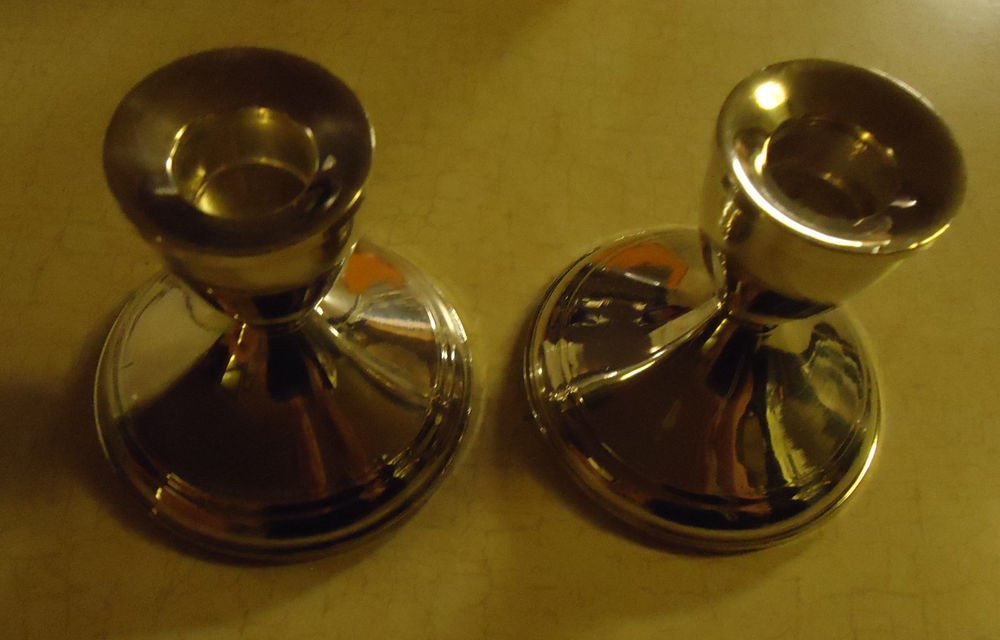 VINTAGE STERLING SILVER DUCHIN WEIGHTED 3 1/4" HIGH CANDLESTICKS....NICE