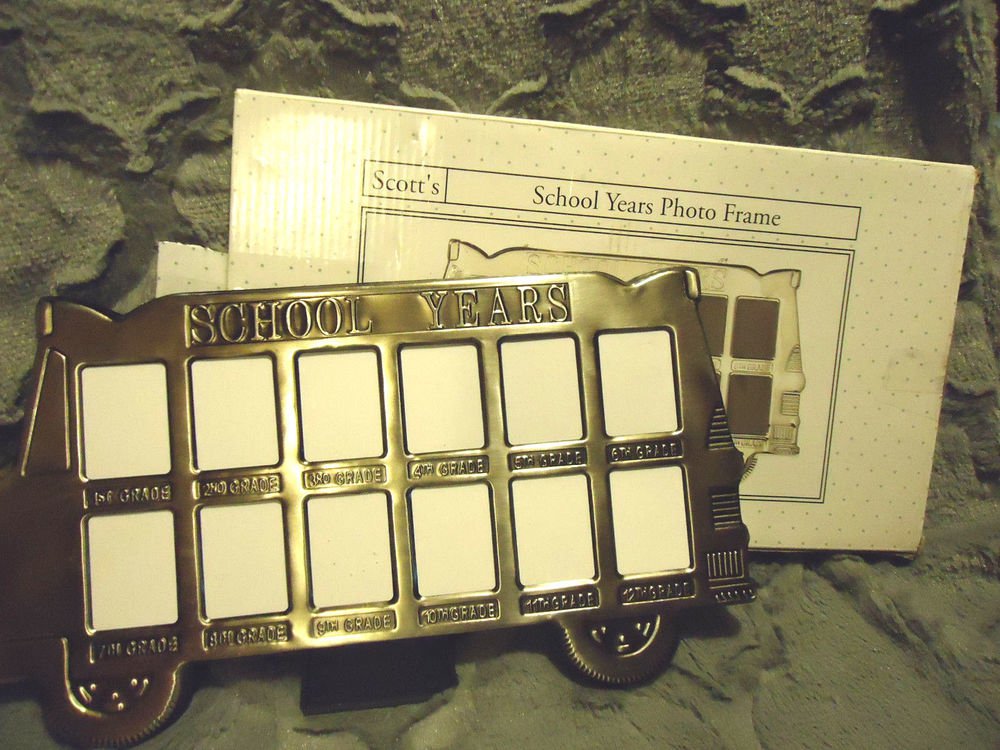 METALLIC "SCHOOL DAYS" BUS 1ST THRU 12TH GRADE PICTURE FRAME..13" X 7" IN BOX