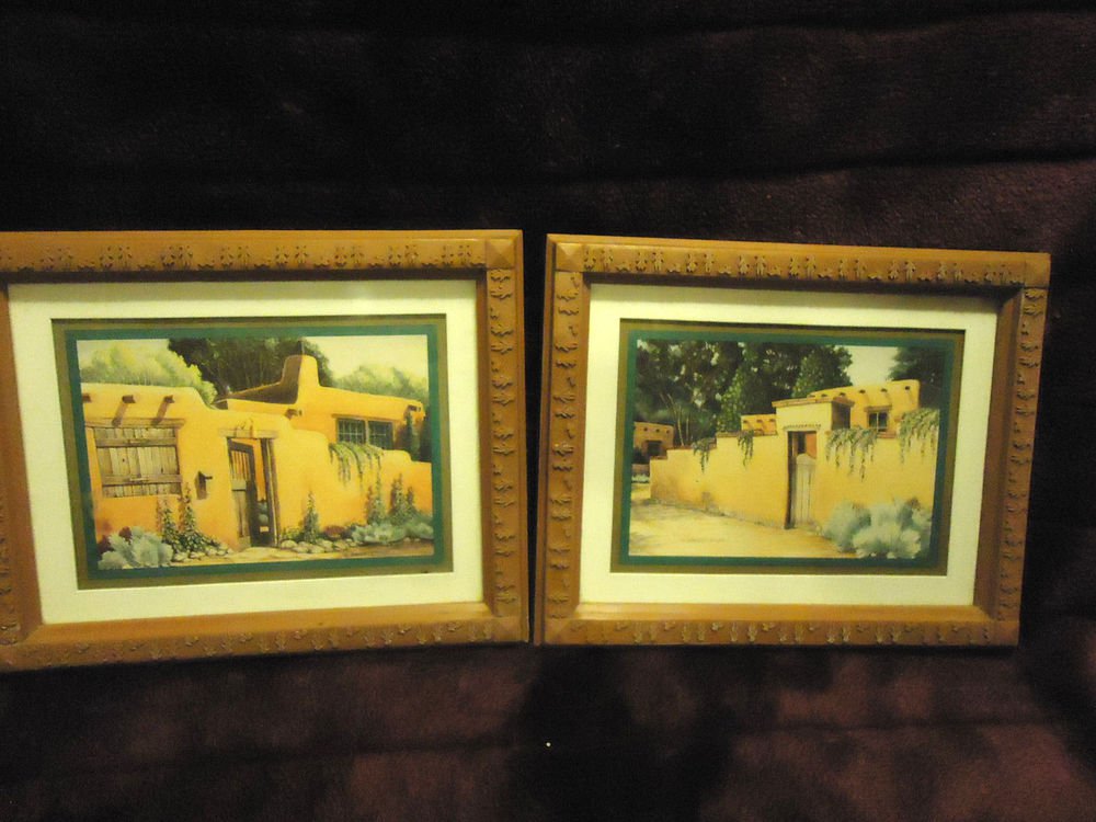 SET OF TWO WALL PICTURES OF ADOBE HOUSES BY K. BRUEGGEMANN..8" X 10"