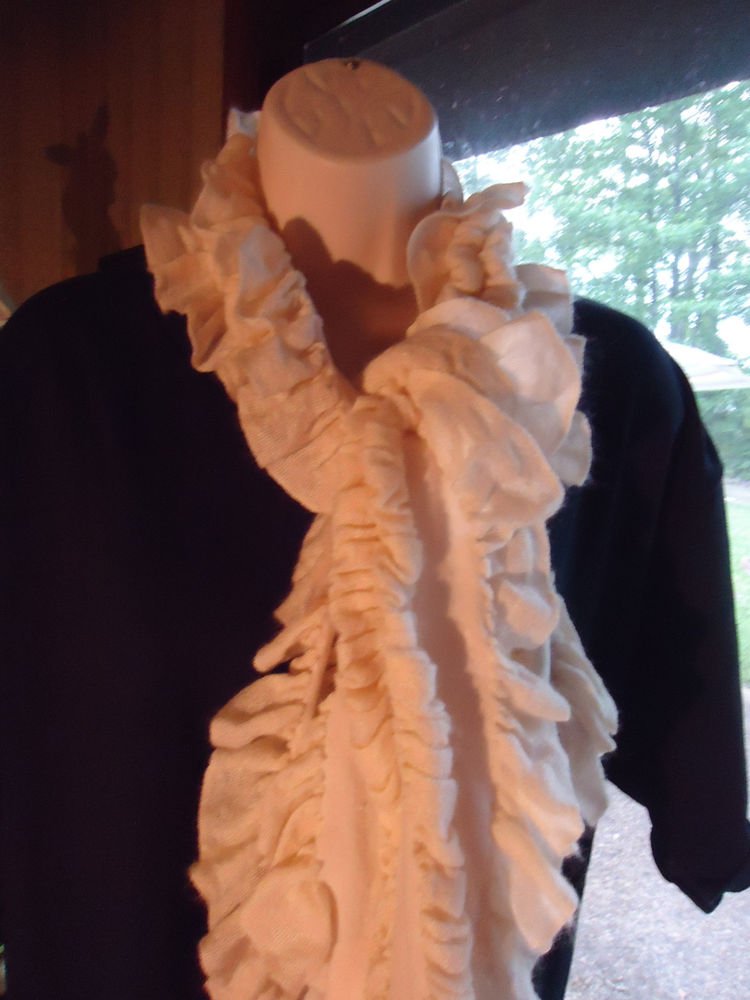 CREAM RUFFLED GIRLS/LADIES LONG SCARF...NICE SIZE..GREAT FULLNESS