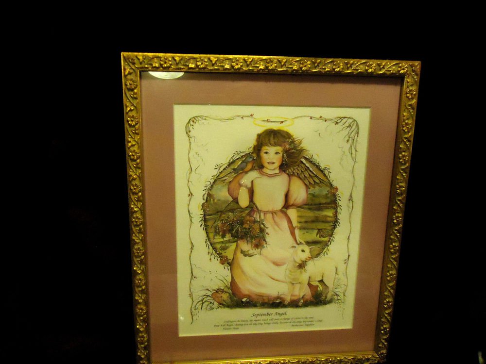 FRAMED & MATTED "SEPTEMBER ANGEL" PICTURE BY ARTIST SUE SKEEN...APPROX 11" X 12"
