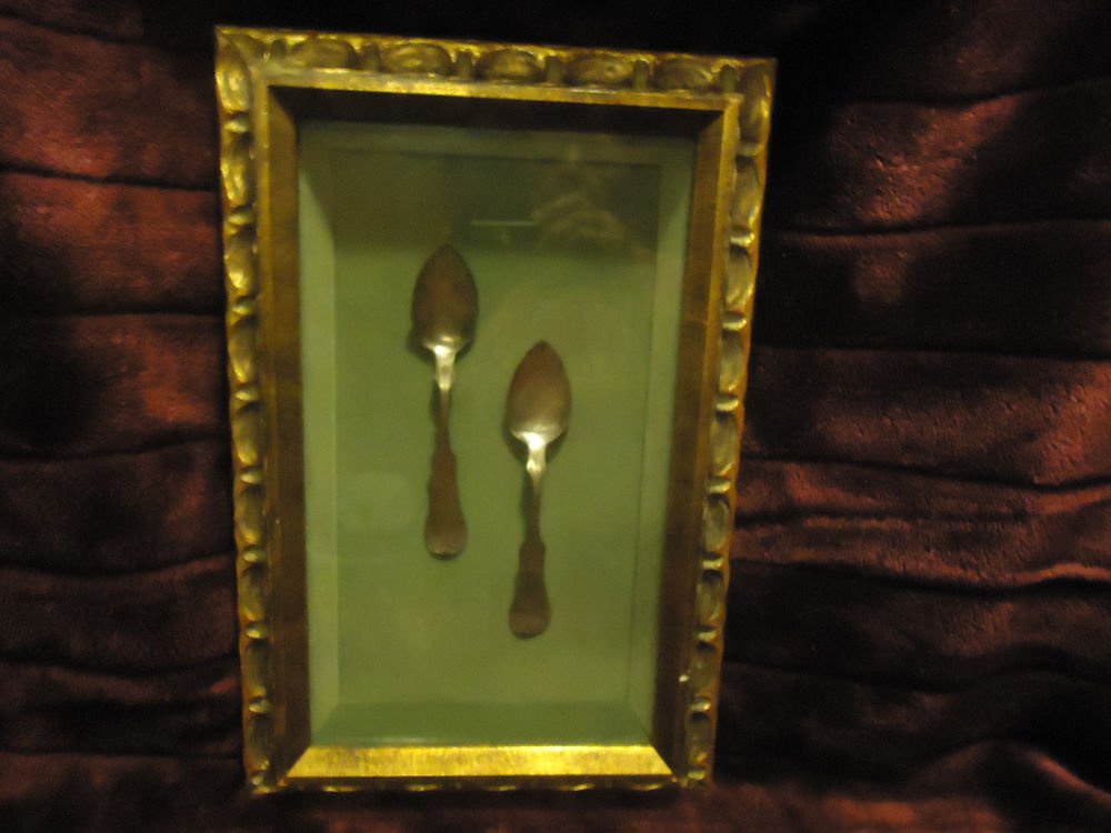 VINTAGE/ANTIQUE MONAGRAMED SPOONS IN FRAMED SHADOW...ESTATE SALE FIND!!!!!!!!