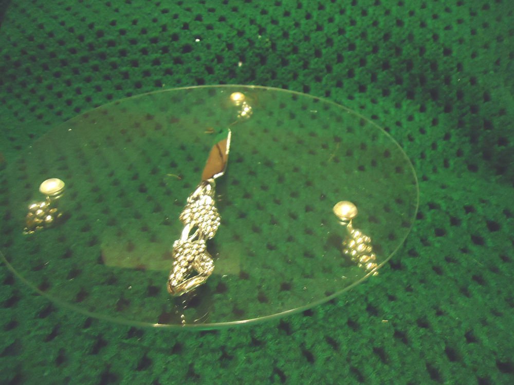 VINTAGE SILVER PLATE/CRYSTAL CAKE STAND & SERVING KNIFE....ELEGANT...