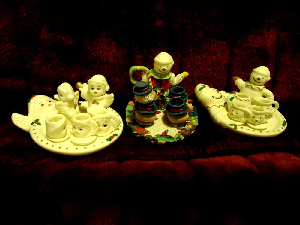THREE COMPLETE TEA SETS FOR CHRISTMAS DECORATING......MUST HAVE A LOOK!!!!!