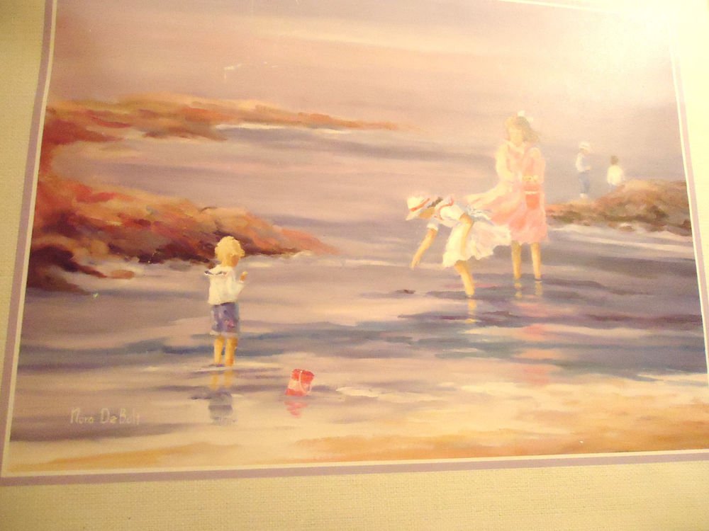 14"x11" LITHO WATERCOLOR PRINT BY NORA DEBOLT "PLAYING IN THE WATER"