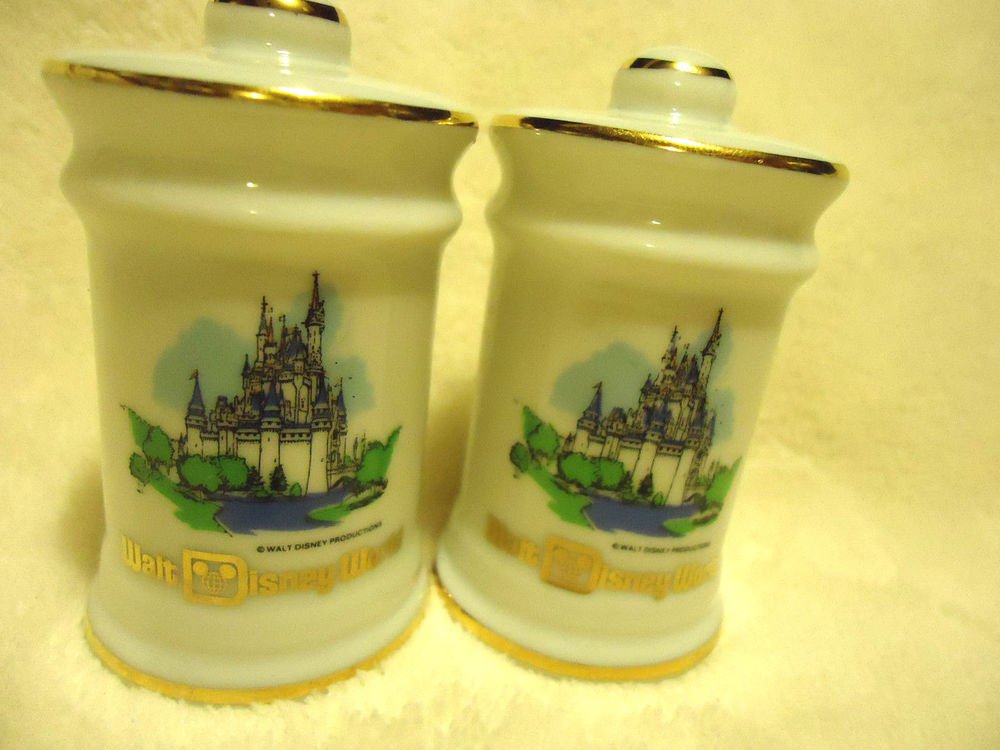 VINTAGE WALT DISNEY WORLD PORCELAIN SALT & PEPPER SHAKERS....