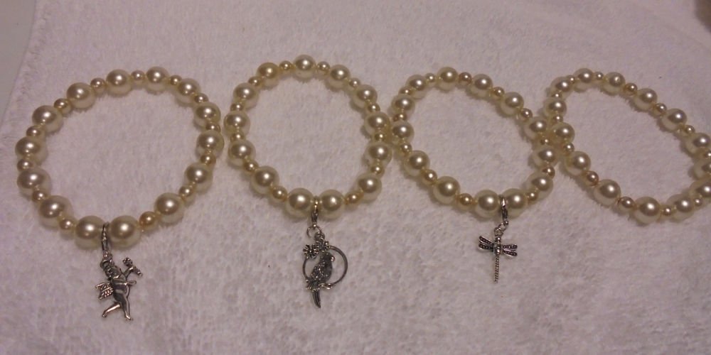VINTAGE BEADS (REBEADED) STRETCH BRACELET-CHOOSE ANGEL-PARROT-FIREFLY OR PLAIN