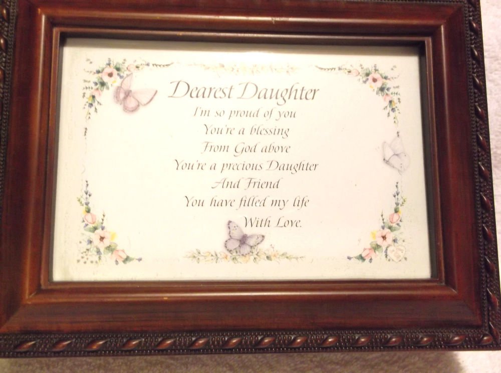 MUSICAL JEWELRY BOX WITH DAUGHTER POEM ON TOP OR COULD REPLACE WITH PHOTO