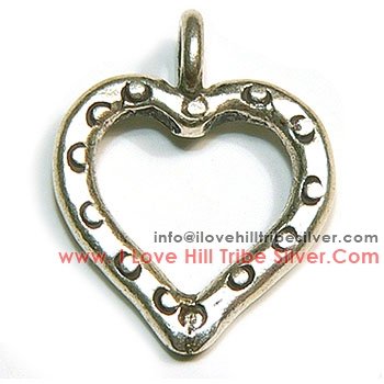 5 Small Printed Heart Charms 15mm by I Love Hill Tribe Silver